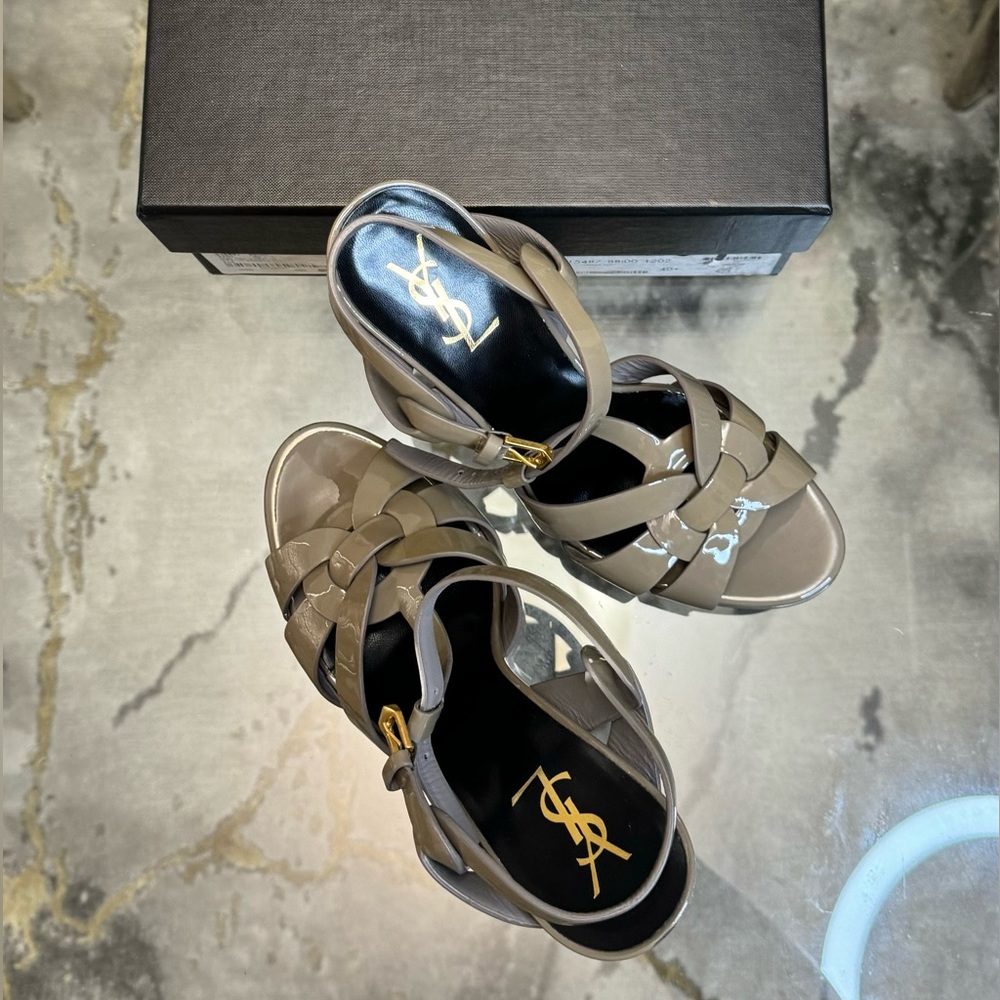Yves Saint Laurent (FOG) Patent Tribute Platform Sandals 105mm Size 40.5 - Picture 3 of 7